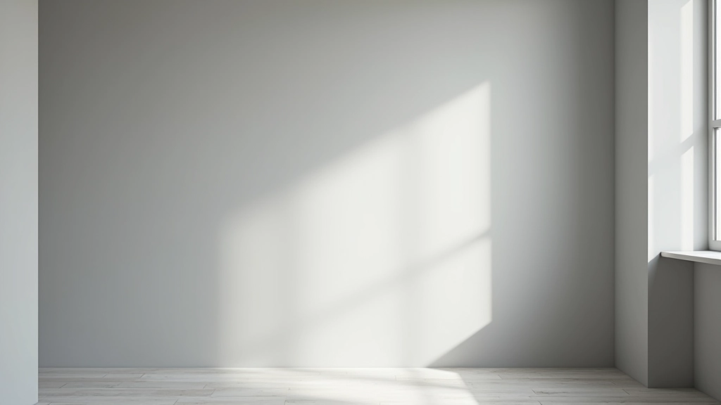 Mur peint en gris clair avec finition mate douce, éclairage naturel montrant la surface sans reflets