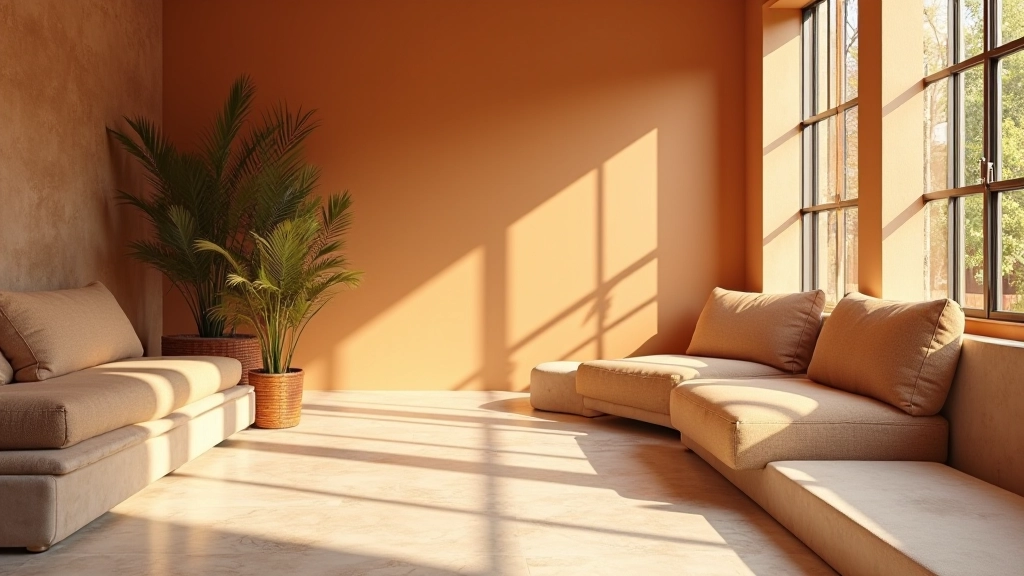Intérieur moderne avec harmonie de couleurs et textures, palette riche de matériaux naturels