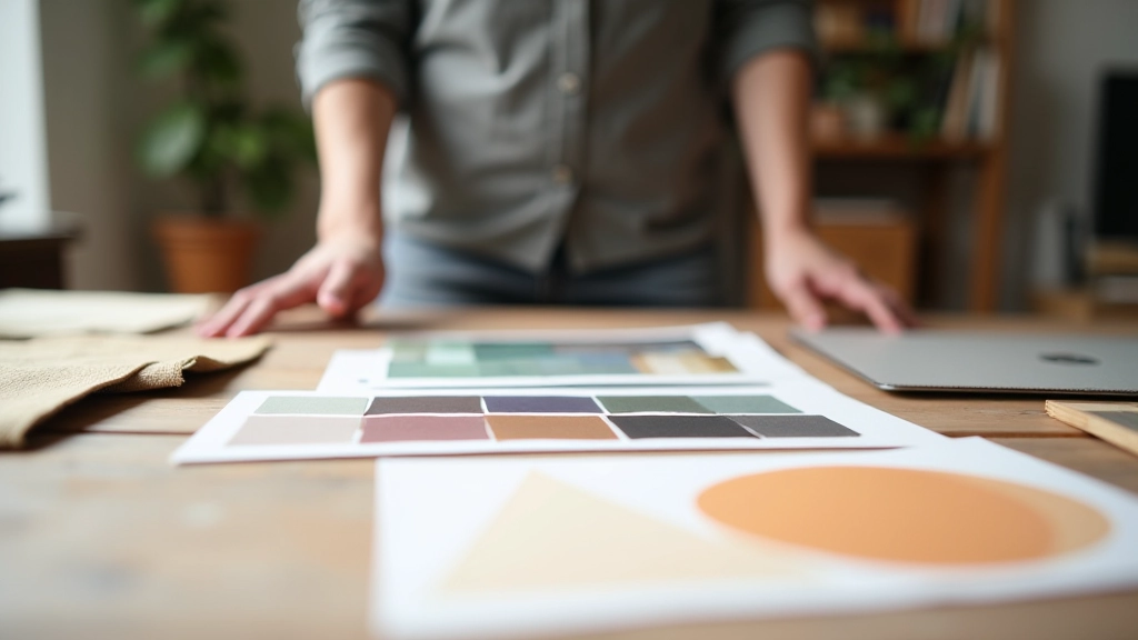 Espace de travail Palette Intérieurs avec échantillons de couleurs et matériaux